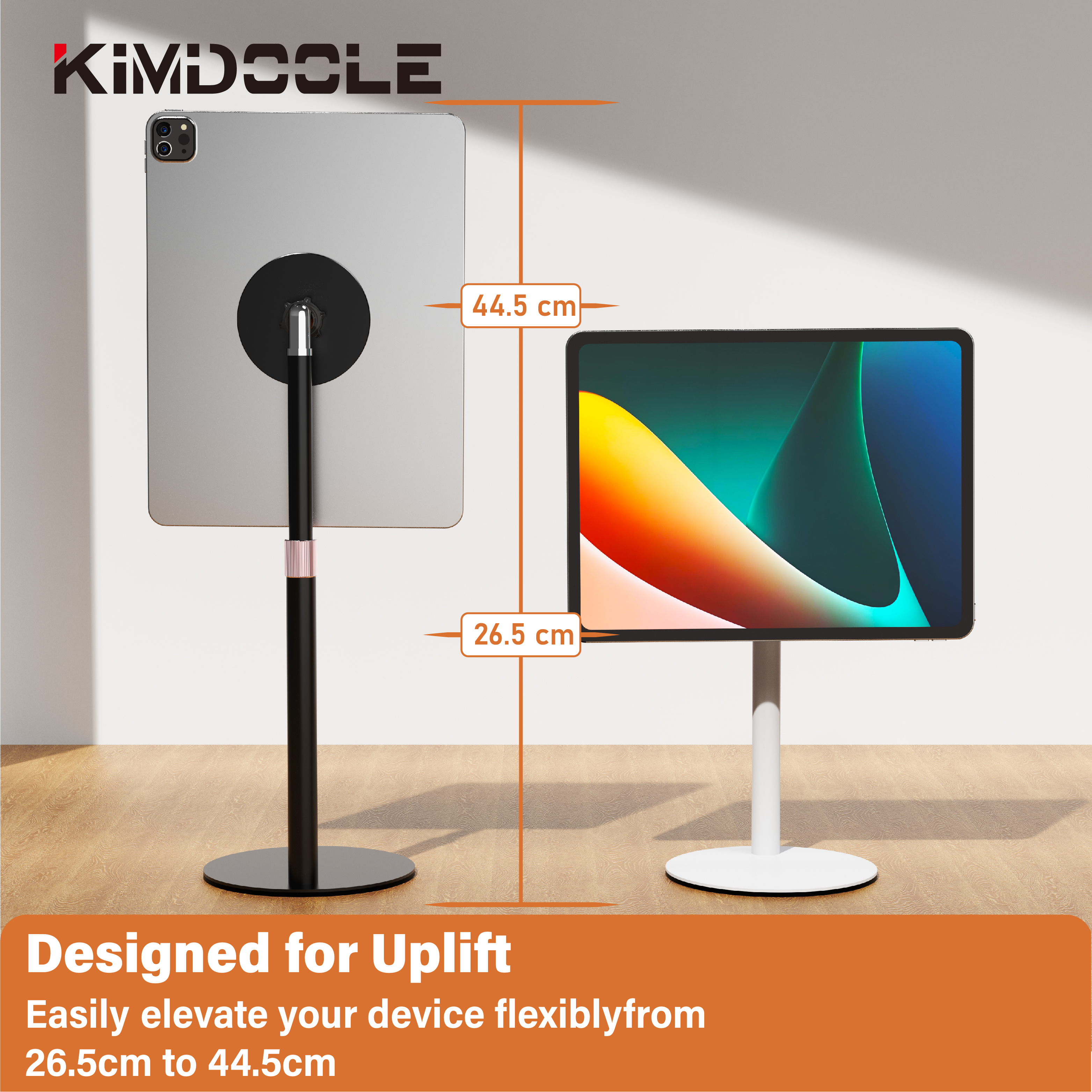 Kimdoole ポータブルモニター高さ調節可能な格納式デスクトップ磁気スタンド IPad と互換性最大 18 インチの PC アクセサリー