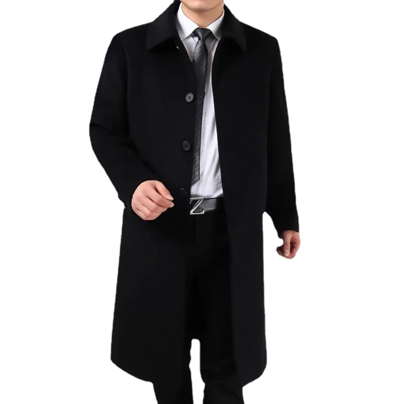 秋冬 85% カシミヤコートメンズ膝ロングウールジャケットビジネスカジュアル大きいサイズの服男性服ルーズ暖かいトップ 6XL
