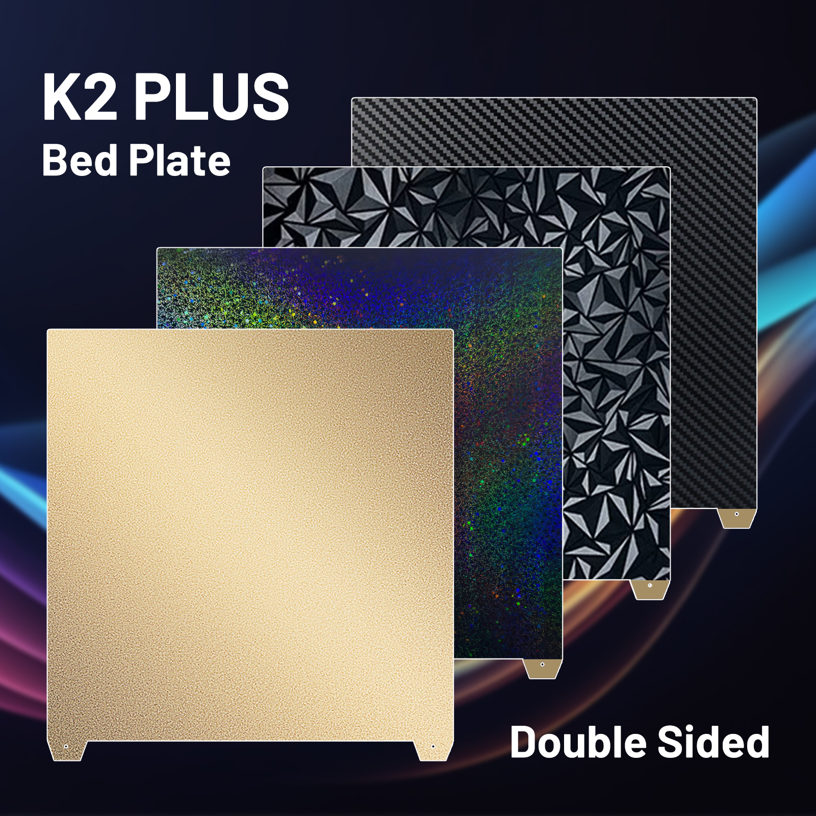 Creality K2 プラスビルドプレートテクスチャ PEI スムーズ PEO PET 370 × 370 ミリメートルバネ鋼シート Creality K2 プラスコンボヒートベッド
