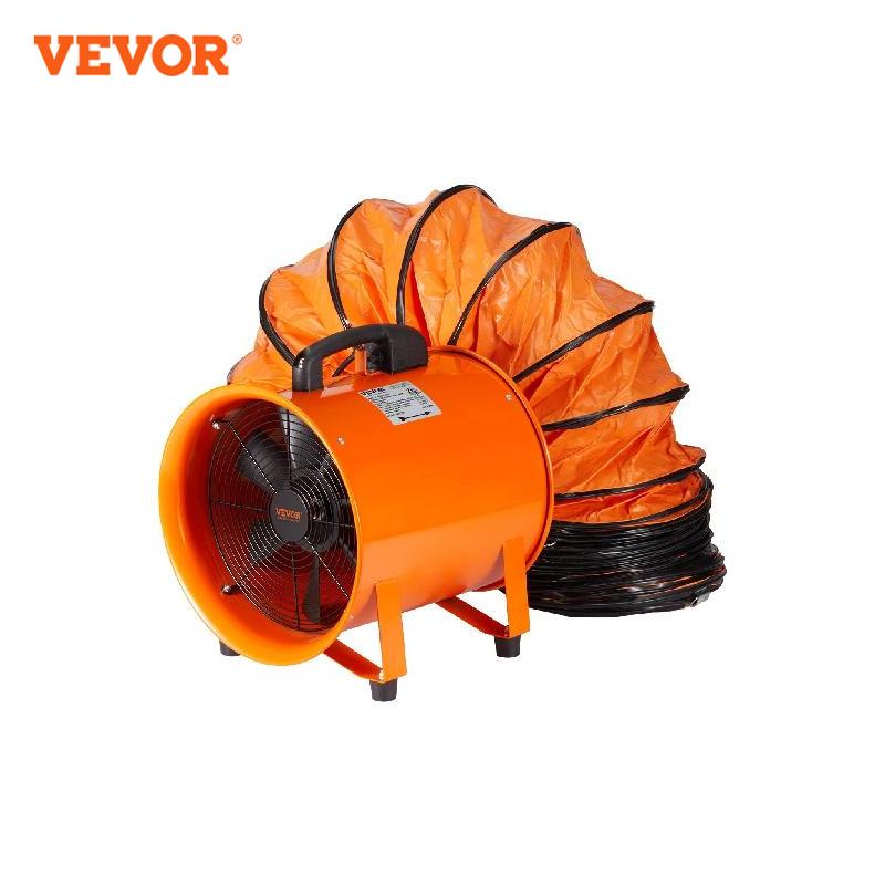 VEVOR 8 インチ排気ファン産業用換気ファン 10 メートル/5 メートル PVC ダクトホース付き 145 ワットポータブル抽出送風機倉庫家庭用