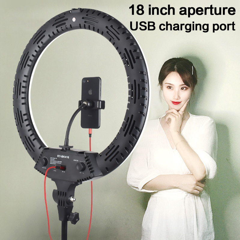 LED リングライト 3200-5600K 416 個 LED ビーズ 65W 18 インチ写真照明 LED リングランプなしメイクアップビデオ YouTube