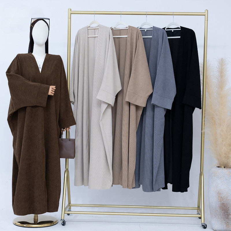 2026 イード Soild オープンアバヤ女性イスラム教徒ドレス Jilbab Kebaya イスラム服カフタンローブ Khimar ラマダンヒジャーブドレス着物アバヤ