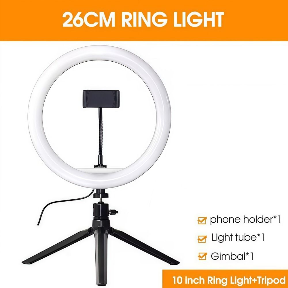 26 センチメートル 10 インチ LED 撮影ライトリング三脚スタンド付き調光可能な電話補助光耐久性のあるポータブル写真撮影ライト Selfies
