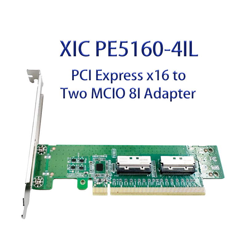 PCI Express X16 - 2 MCIO拡張カード 8Iアダプター
