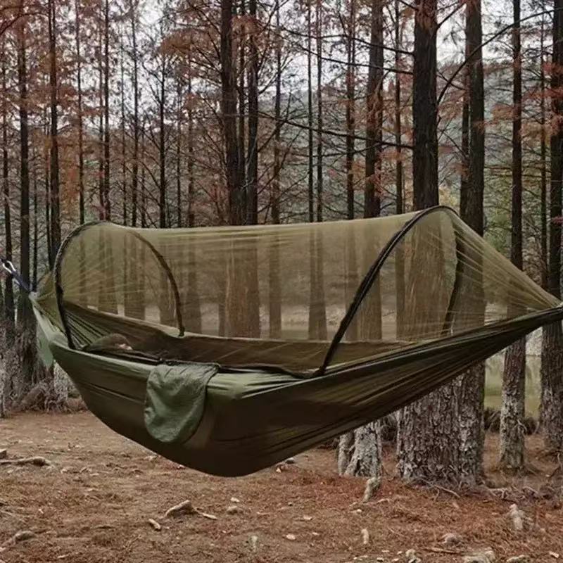 250x120cm ネット付き屋外ハンモック – キャンプ用軽量パラシュート生地
