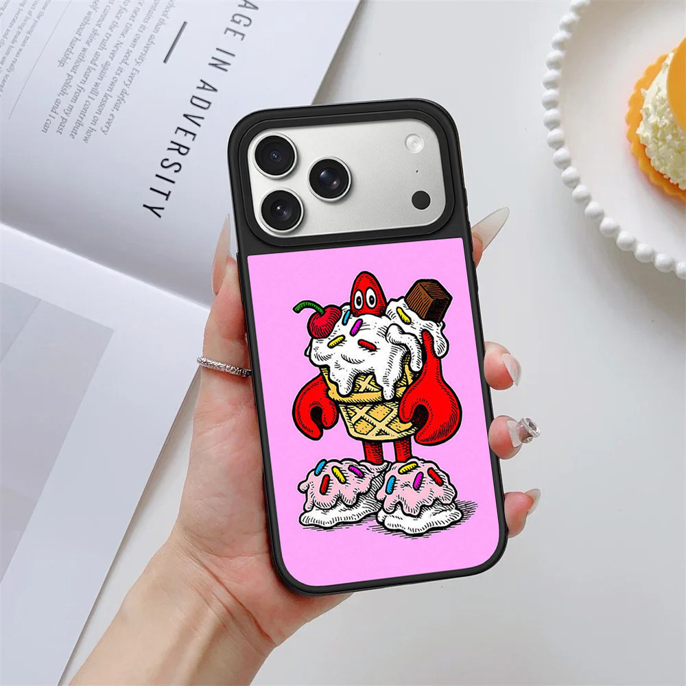 クリエイティブアイスクリームロブスター鏡面磁気電話ケースカバー Iphone 12 13 14 15 16 17 Pro Max ケース IPhone 17 Air