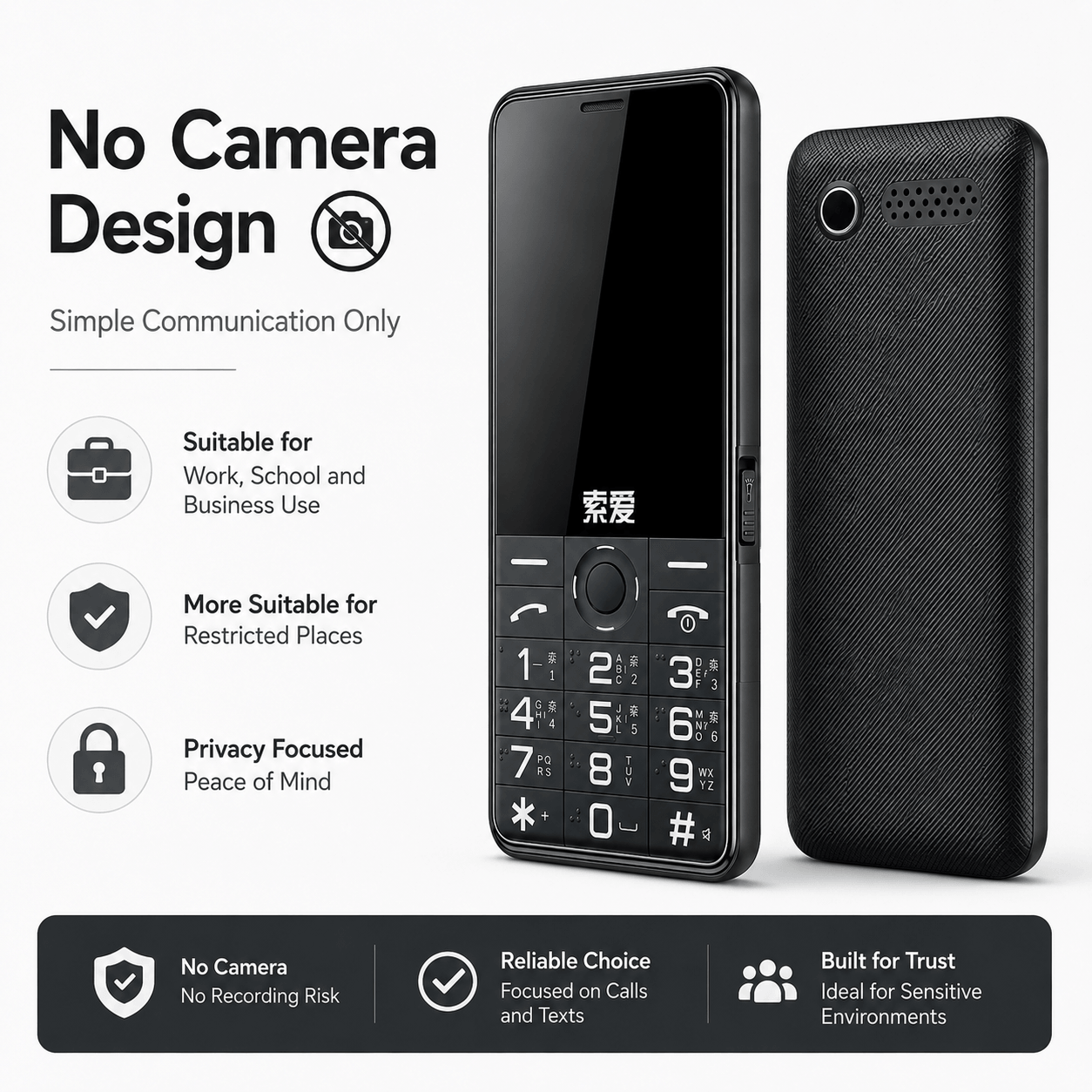 カメラなし フィーチャーフォン デュアル SIM ビッグボタン シニア携帯電話 2.4 インチ画面 コンパクト バックアップ キーパッド 携帯電話 ベーシックモバイル 2G