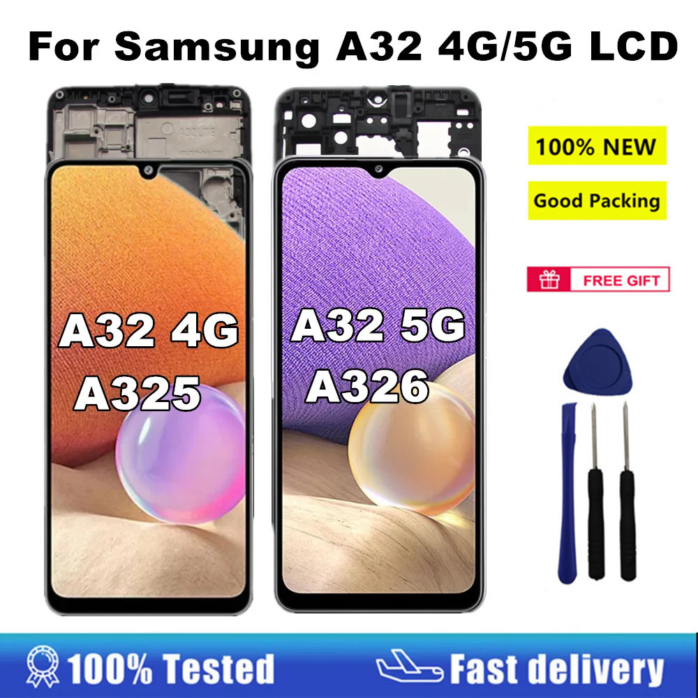 AMOLED A32 液晶サムスンギャラクシー A32 4 グラム 5 グラム液晶 A325F A325M ディスプレイタッチスクリーンデジタイザサムスン A32 4 グラム 5 グラム A326 SM-A326B