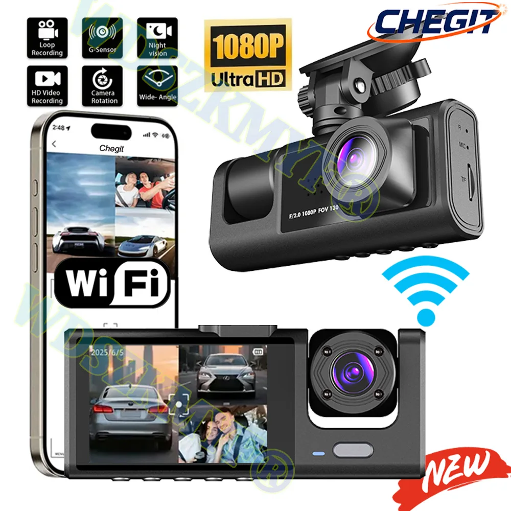 WIFI ダッシュカム 3 カメラ 1080P 車 DVR 2/3 レンズカメラビデオレコーダーブラックボックスダッシュカム自動ループ録画カーアクセサリー