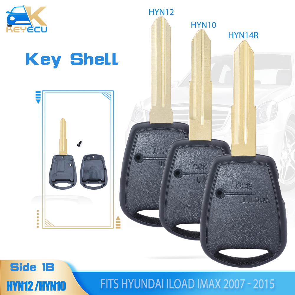 KEYECU HYN14R/ HYN10/ HYN12 ノーカットリモートキーシェルケースサイド 1 ボタンフォブヒュンダイ ILoad IMax アクセント 2006-2015