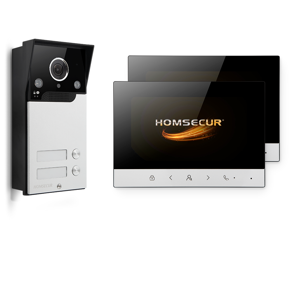 HOMSECUR 7 インチ HD ビデオドアホンインターホンドアベル自動スナップショット 2 家族用