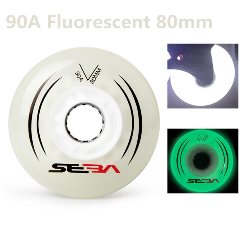 8 pcs Original SEBA LED Shine Wheel 85A Slalom FSK Skating Rodas 90A Slide Roller Skate 72mm 76mm 80mm High HV Fluorescent Flash