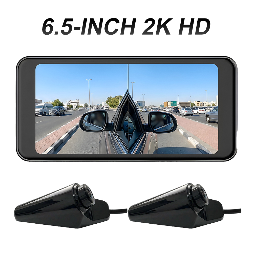 2CH AHD 1080P ダッシュカム BSD 死角検出システム 6.5 "タッチスクリーン IP68 ナイトビジョンデュアルカメラ車 DVR 車両モニター