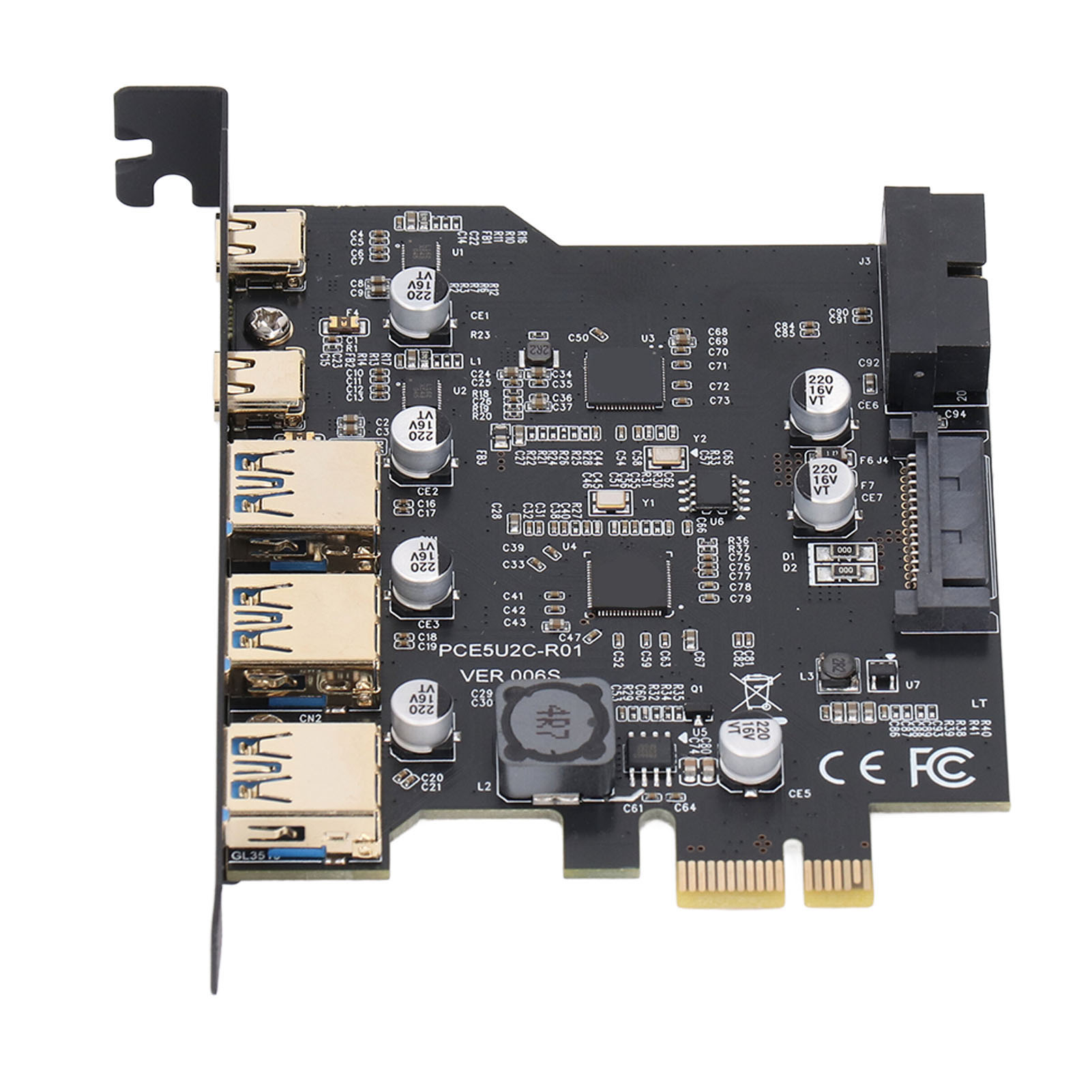 PCIe to USB 3.2 Expansion Card 5 Ports with 2 USB Type-C Connectors Easy Installation PCI Express Expansion Card for PC