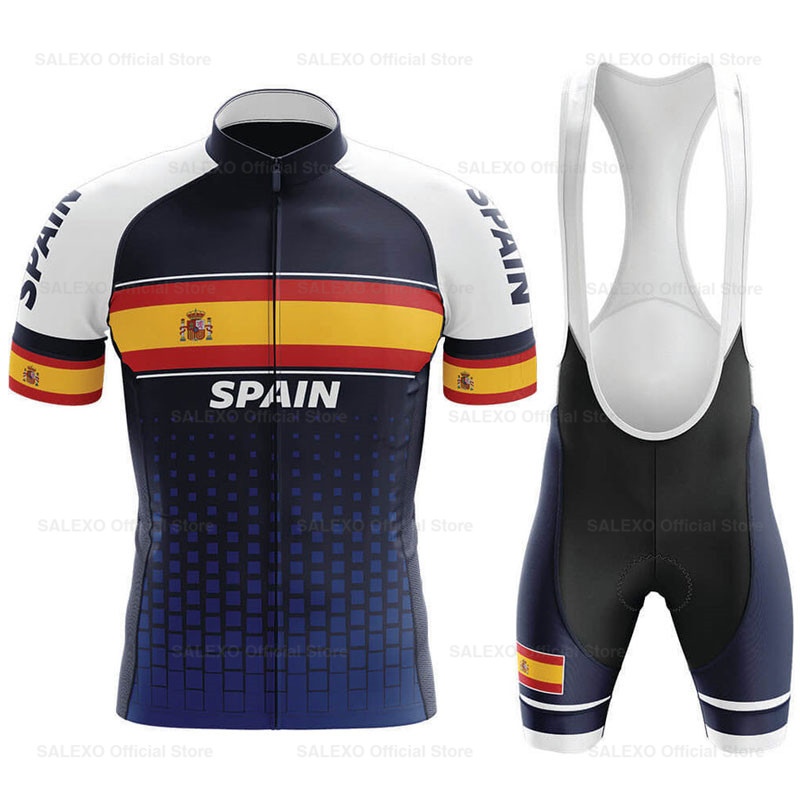 2023 Spain Men Team Cycling Jersey Set Summer MTB Bike Clothes Uniform Maillot Ropa Ciclismo Hombre Bicycle Sportwear Suit