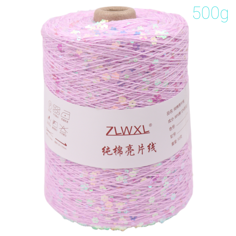 200 Colour 500g /1500M 100% cotton yarn 6mm+3mm special Sequin yarn  DIY garment accessories Rag doll Knitting yarn пряжа