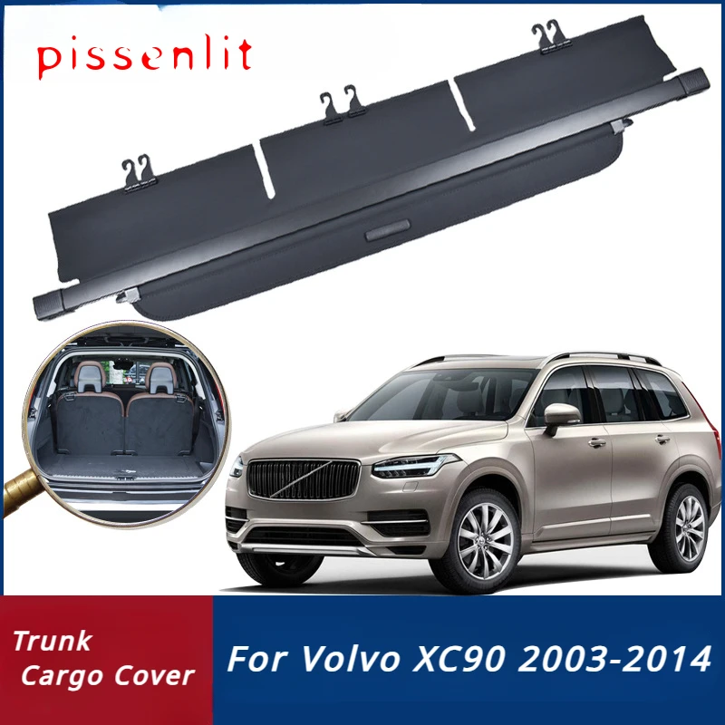 調節可能なトランクカーゴカバー ボルボ XC90 2003-2014 完全格納式リア荷物セキュリティシールド自動車オーガナイザーアクセサリー