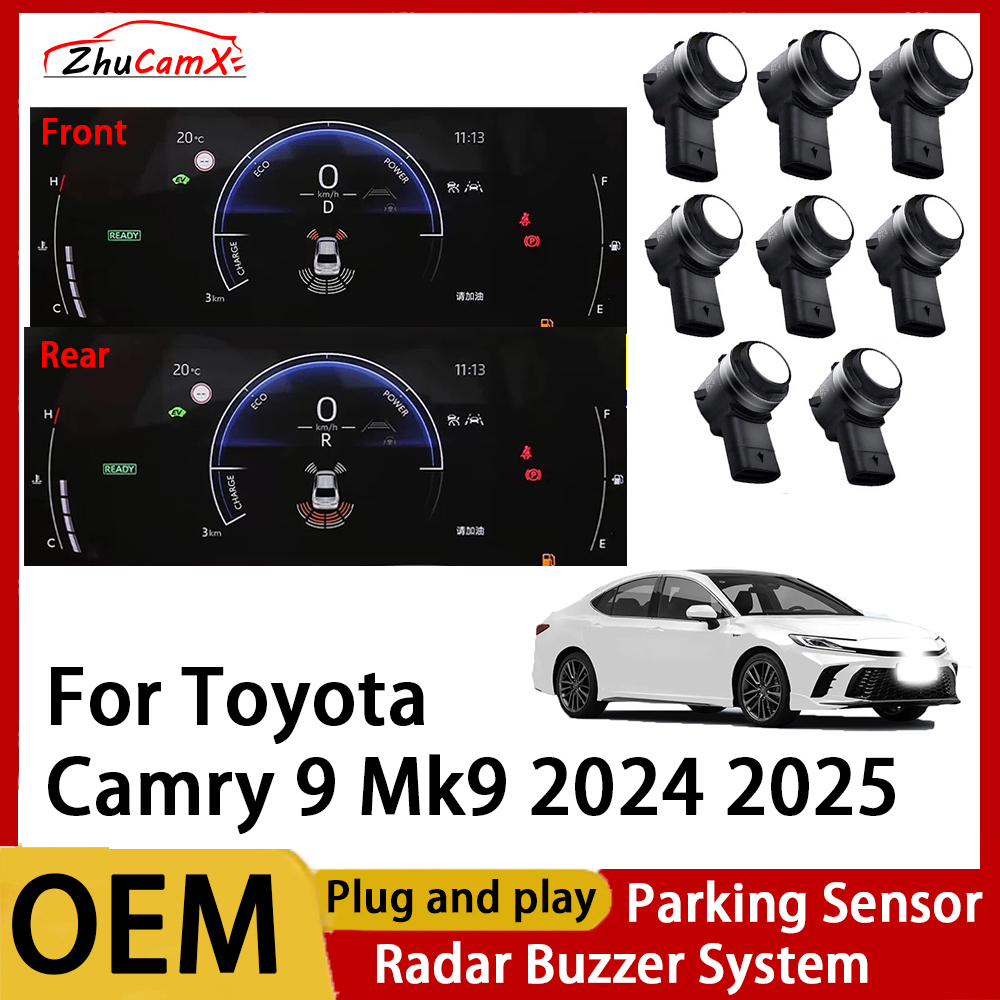 ZhuCamX フロントリアパーキングセンサー支援バックアップレーダーブザーシステム トヨタ カムリ 9 Mk9 2024 2025用