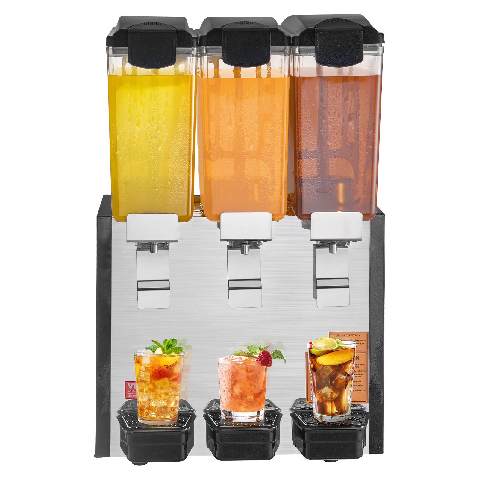 SucceBuy 3 タンク商業飲料ディスペンサー 10L/18L タンクあたりジュースディスペンサーステンレス鋼アイスティードリンクマシンドリンク用