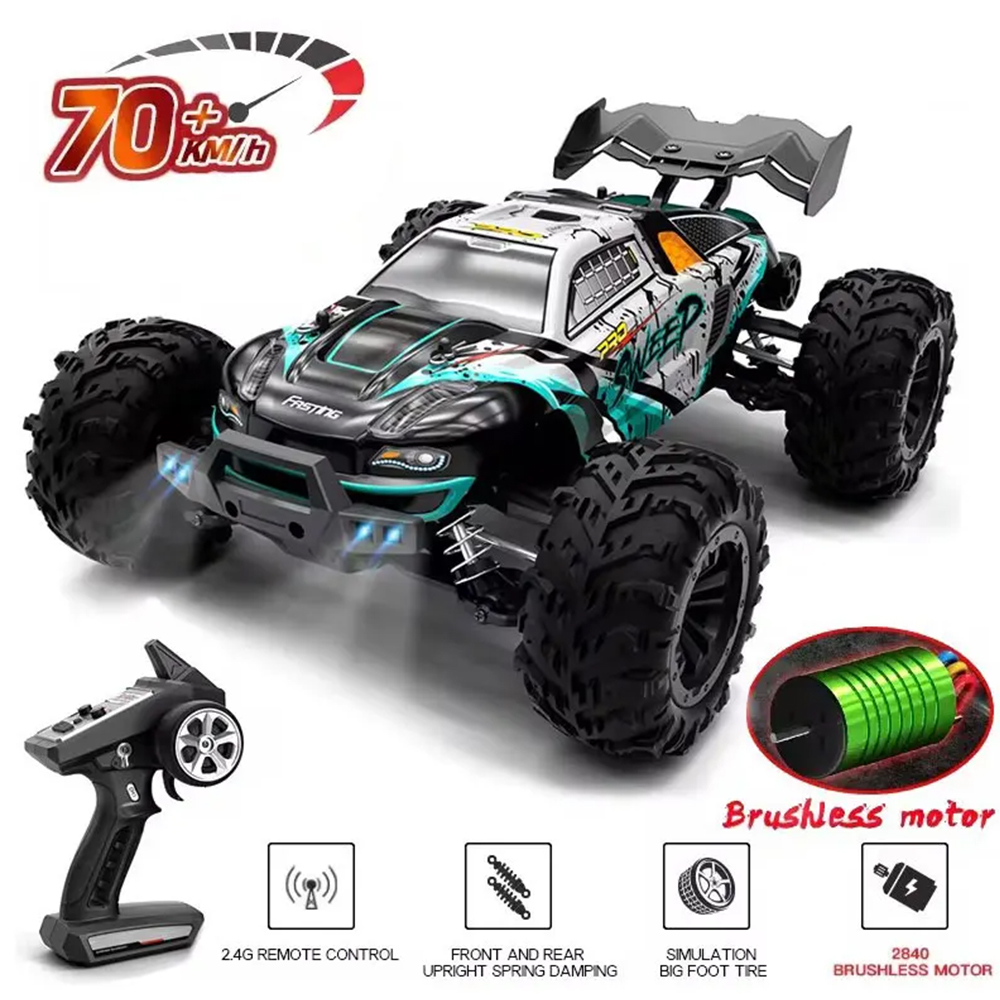 SCY 1:16 4WD RC カー 70 キロ/h または 50 キロ/h LED ライト 2.4 グラムリモートコントロールカー高速ドリフトモンスター 4x4 トラック子供のための gif