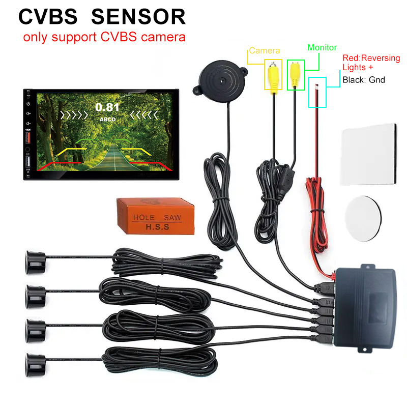 CVBS ビデオ駐車支援システム |レーダー探知機能付きデジタルディスプレイモニター