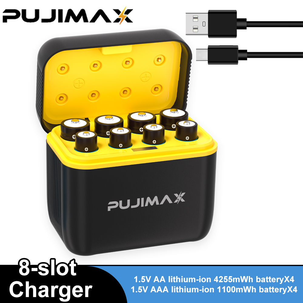PUJIMAX 充電式リチウム電池充電器 1.5V AA 4255mWh AAA 1100mWh 電池高容量バッテリーマウスリモコン用