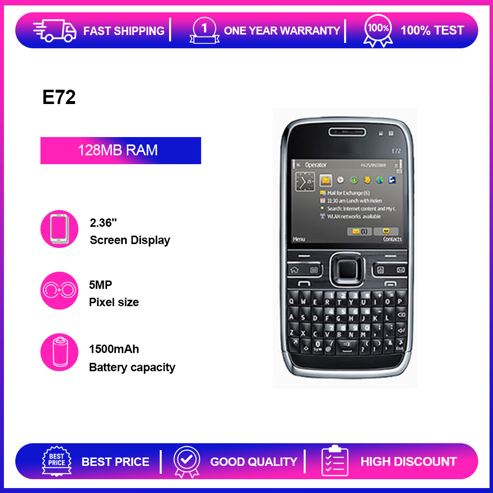 ロック解除済み再生 E72 5MP 2G/3G GSM 900/1800 1500mAh 電話ロシア語アラビア語ヘブライ語キーボード