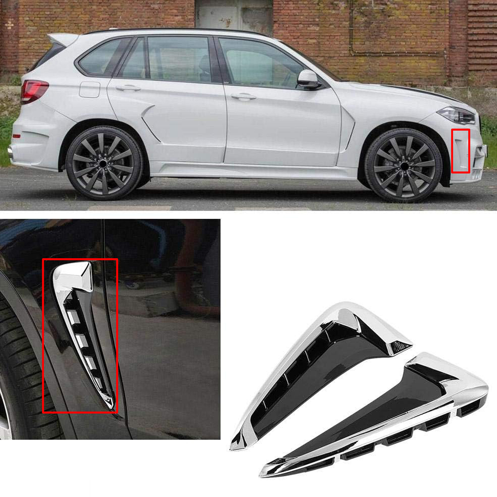 2 ピース/セットホワイト ABS クローム車のサイドウイング気流フェンダーグリル吸気ベントトリム BMW X5 F15 2014-2018 スタイリングモールディング