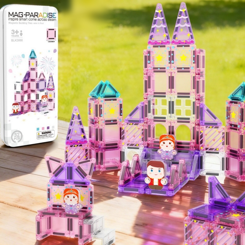 子供用ミニ磁気ビルディングブロック、明るい色と楽しいデザインのポータブル磁気おもちゃ、誕生日やホリデーギフト