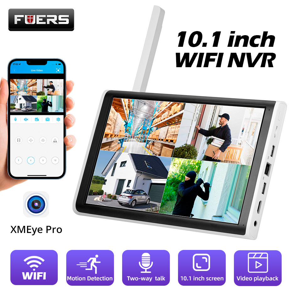 Fuers H.265 10.1 インチ LCD スクリーン 8CH ワイヤレス NVR セキュリティ屋外カメラ WIFI システムキット監視 CCTV オーディオビデオレコーダー