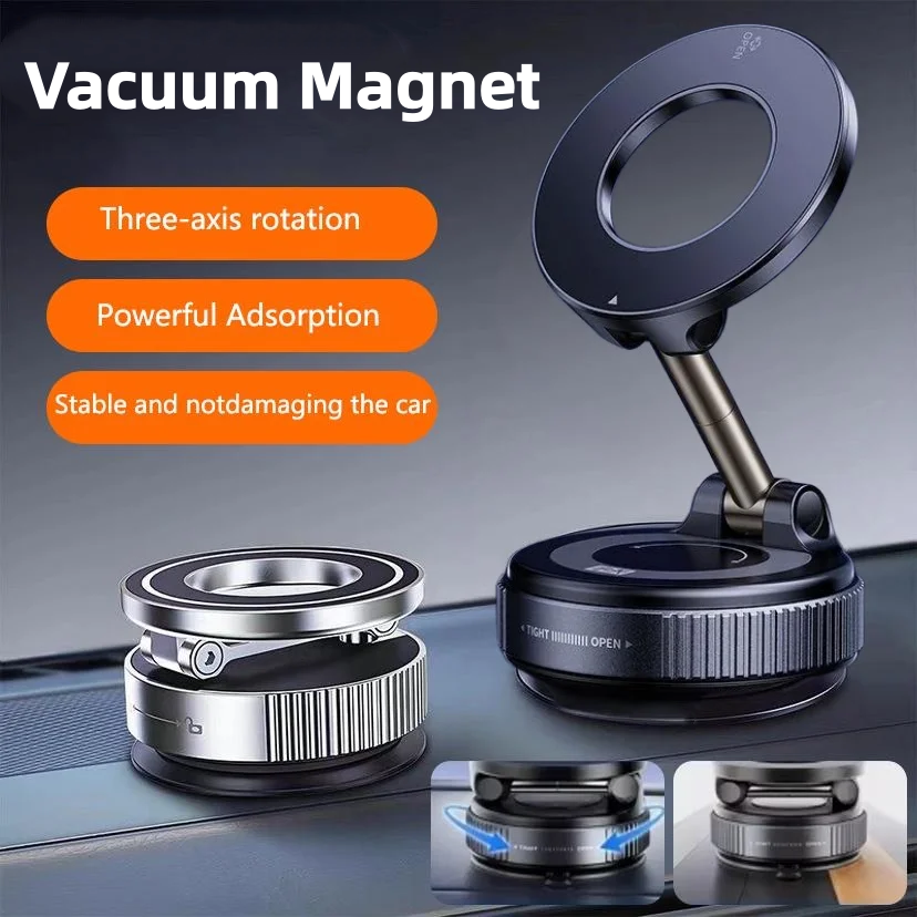 Super Strong Magnetic Phone Holder Foldable Design 360° Adjustable Vacuum Car Mount For Car Desk Bathroom Phone Holder