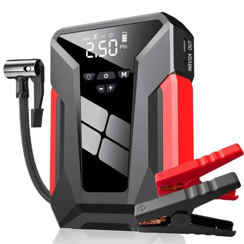 28000mAh 車のジャンプスターターエアポンプ MultiFunction4In1 エアコンプレッサーパワーバンク車のバッテリースターター始動自動タイヤインフレーター