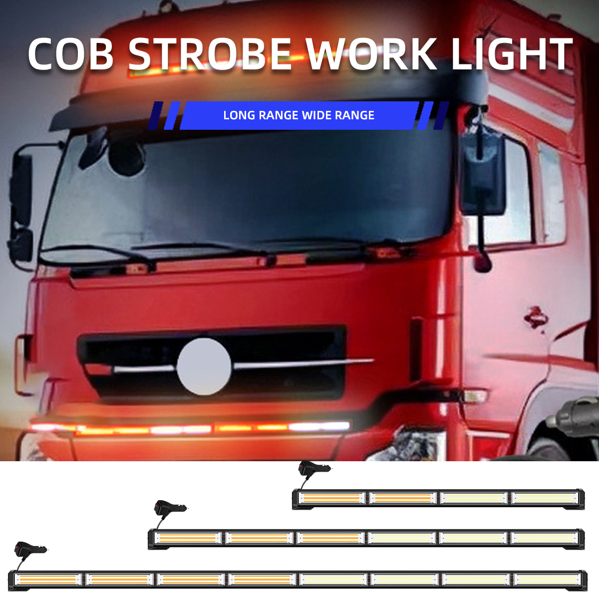 12-30V 車のストロボ警告ライトバー警察フラッシャー黄色 LED COB 警察緊急点滅信号ランプビーコンジープ UTV SUV