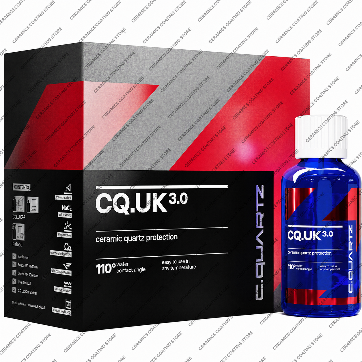 車のセラミックコーティング CAR CQUARTZ UK 3.0 ベースのナノテクノロジー結合でガラス、金属、プラスチックのペイントケア CQ UK 3.0