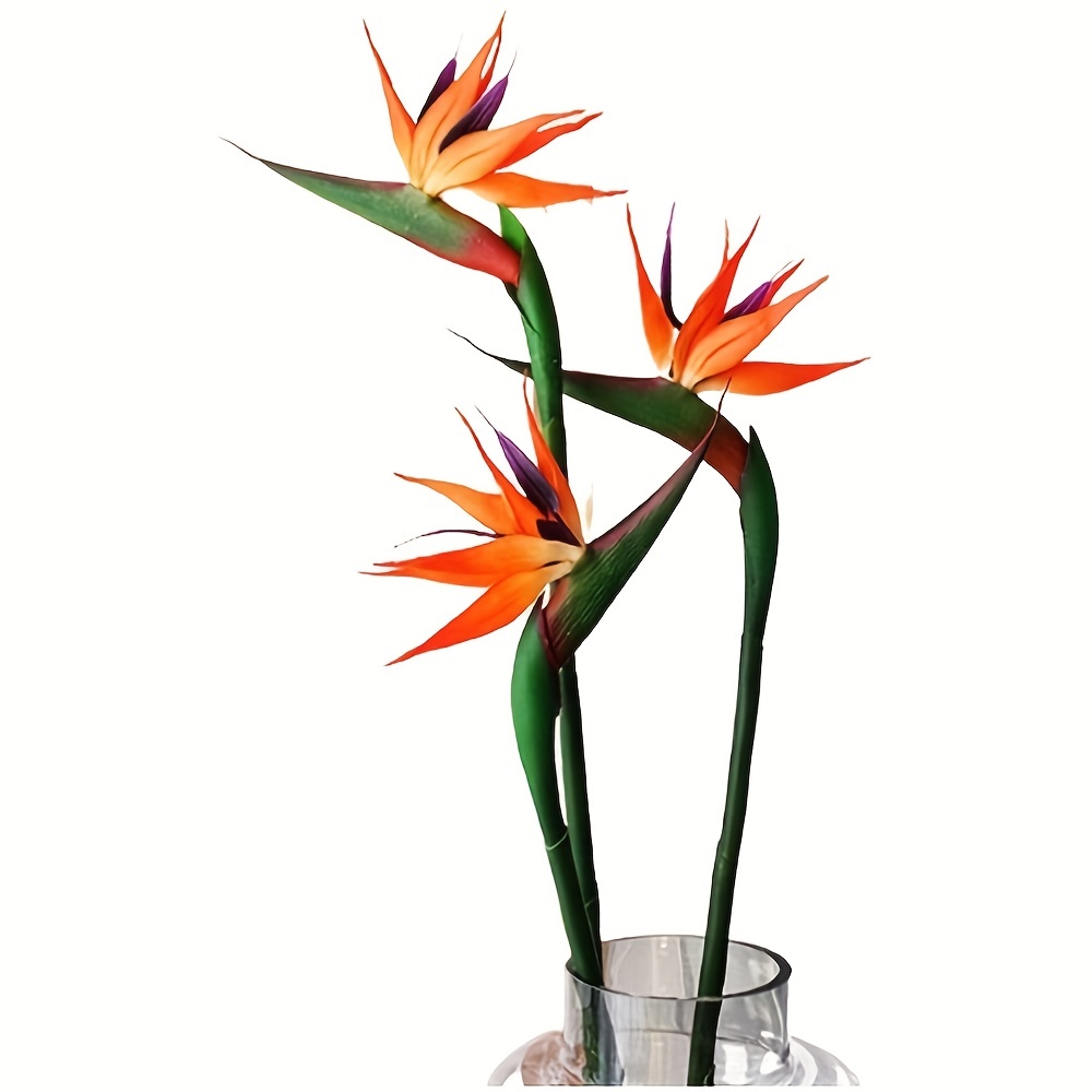 3 個人工極楽鳥花ゴムストレリチア 24.5 インチ長茎の花 DIY ホームパーティーテーマの装飾に適しています