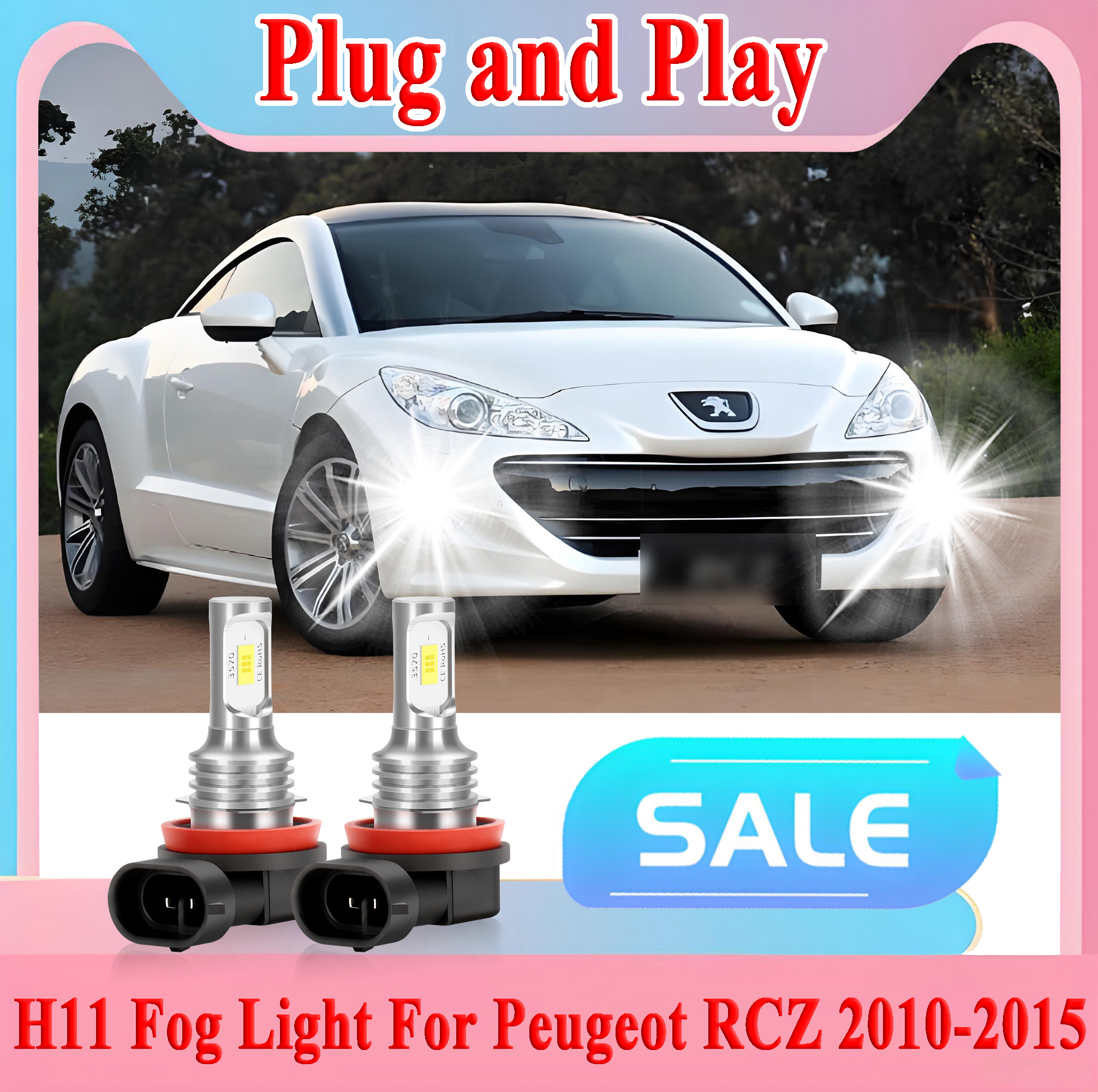 2 個 H11 LED フォグランプ電球 6000 18K ホワイト CSP チップ超高輝度プジョー RCZ 2010 2011 2012 2013 2014 2015 プラグアンドプレイ
