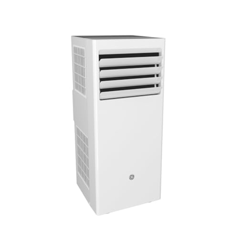 最大 150 平方フィートの小部屋用のポータブル エアコン、5,000 BTU DOE 冷却、3-in-1 AC/除湿機能を備えた白いプラスチック ユニット