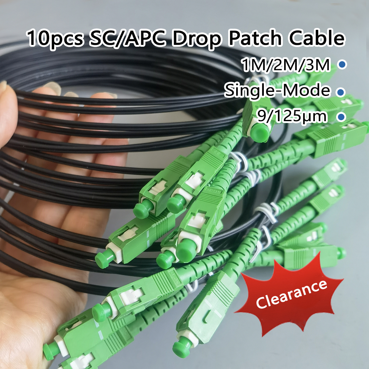 10 個ドロップファイバーケーブル光パッチコード SC/APC-SC/APC 1 メートル/2 メートル/3 メートルシングルモード G652D 屋内 FTTH ドロップケーブル 9/125μm 最高品質