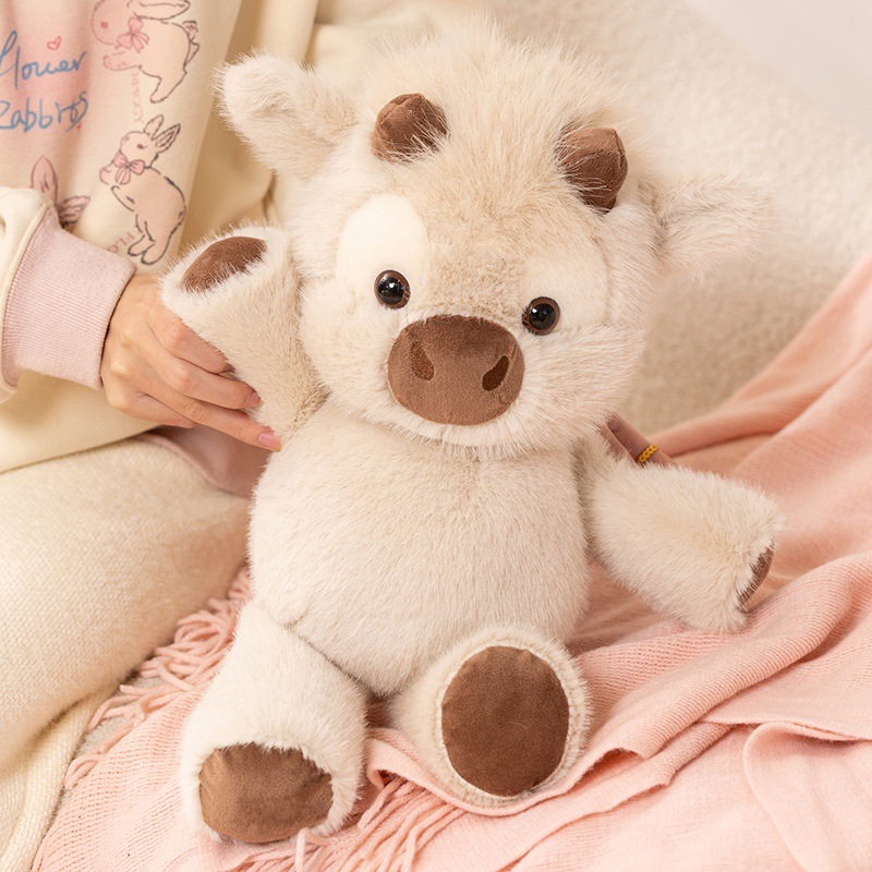 かわいいハイランド牛ぬいぐるみ抱き締めるようなランニング牛ぬいぐるみプレミアムソフト生地誕生日クリスマスおもちゃコンパニオンギフト