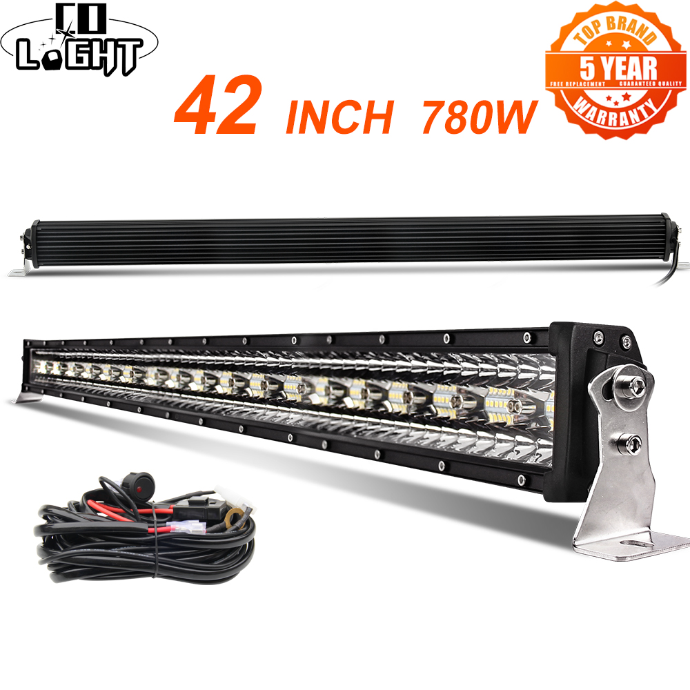CO LIGHT 42 インチ 12D ストレート LED ライトバー 780 ワット 3 列スポットフラッドコンボビーム Led バーオフロード UAZ 4x4 SUV ATV トラックトラクター用