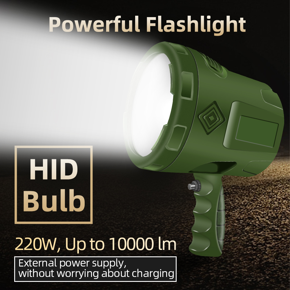 HID スポットライト懐中電灯 220 ワット 12 ボルト強力な懐中電灯狩猟サーチライト釣りトーチキャンプ作業灯屋外ライト