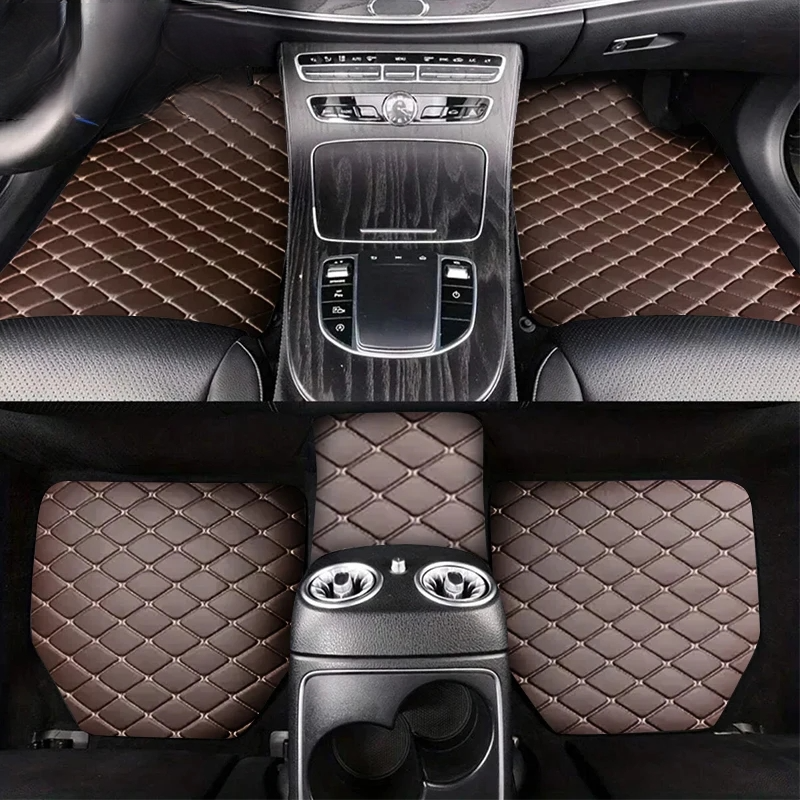 ユニバーサル 5 個車のフロアマット Pu レザー防水防塵自動フットパッドプロテクターパッドファッション車のフットパッド
