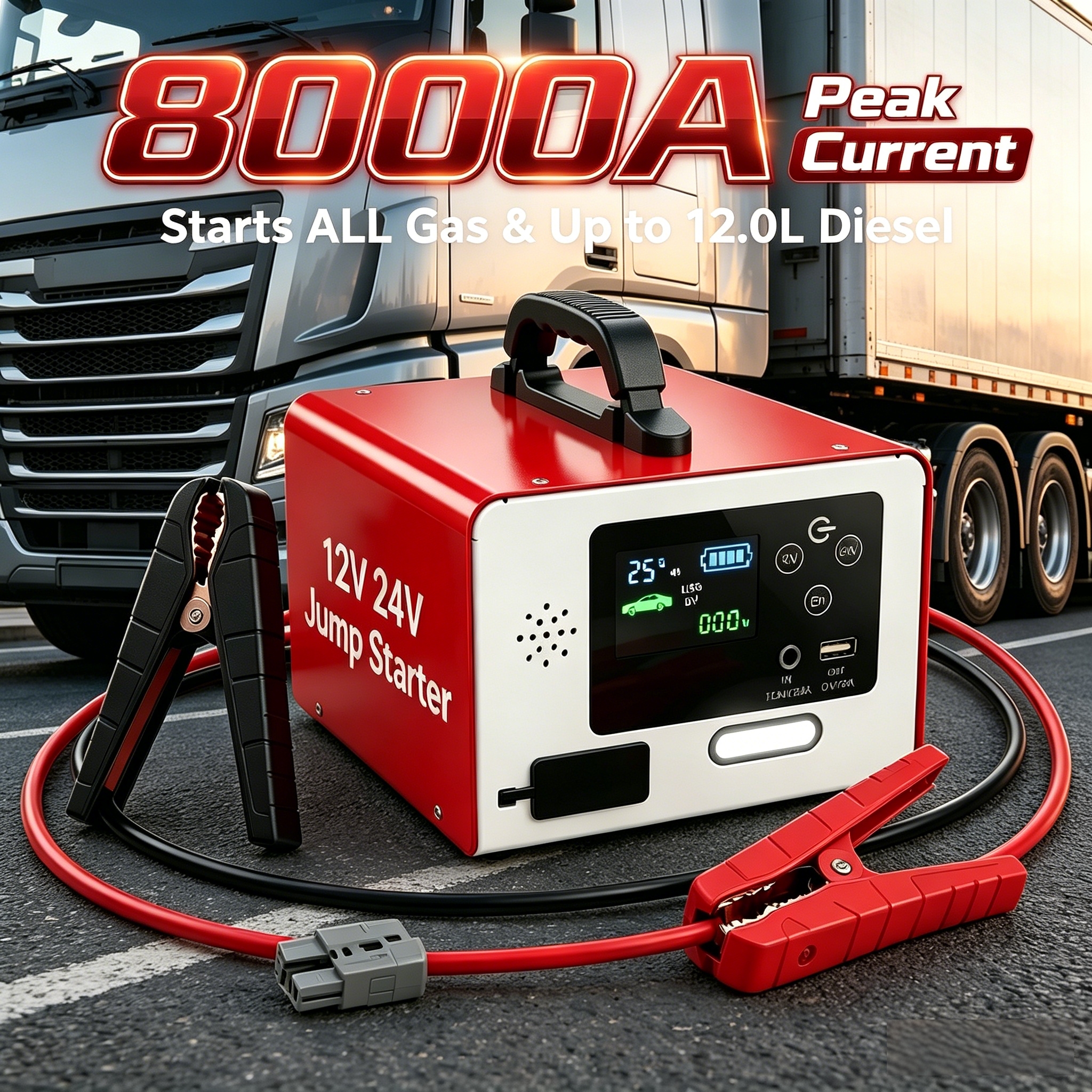 56000mAh 12V 24V自動車ジャンプスターターバッテリーブースターパックポータブル発電所パワーバンクスタートすべてのガスと最大12.0Lディーゼル