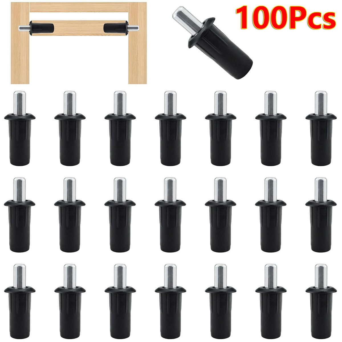 100 個黒鉄キャビネットドア修理ピンバネ式ブラインドキャビネットドア交換修理ピン家具プラスチックシャッター