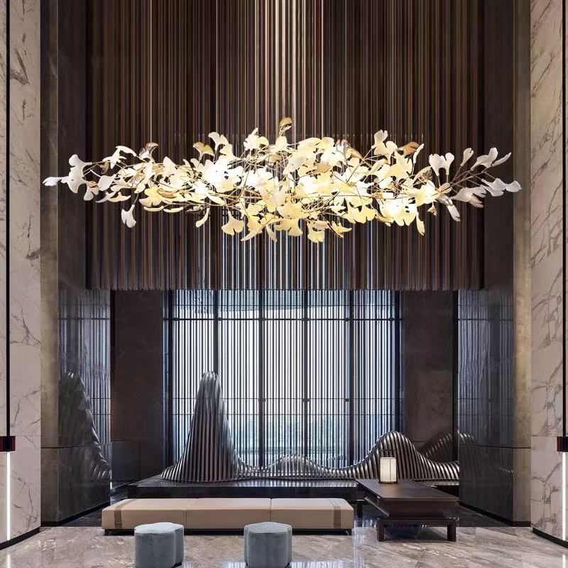 高級リビングルームダイニングルーム北欧 Led シャンデリアイチョウの木の枝バーカウンター光沢階段装飾カスタマイズされたライト