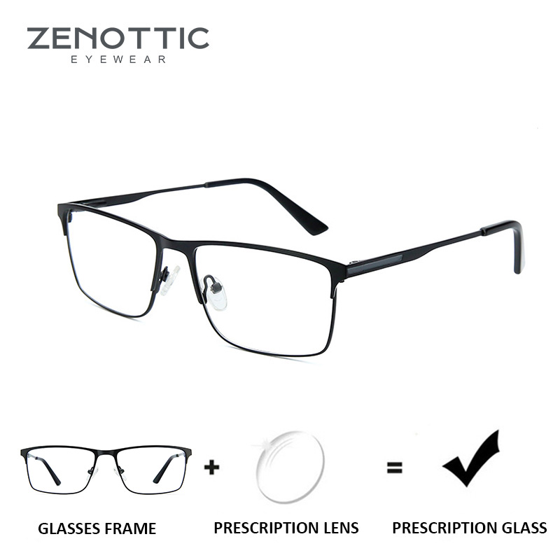 Zennottic チタンプログレッシブ処方メガネ男性スクエア抗青色光フォトクロミック眼鏡光学近視眼鏡