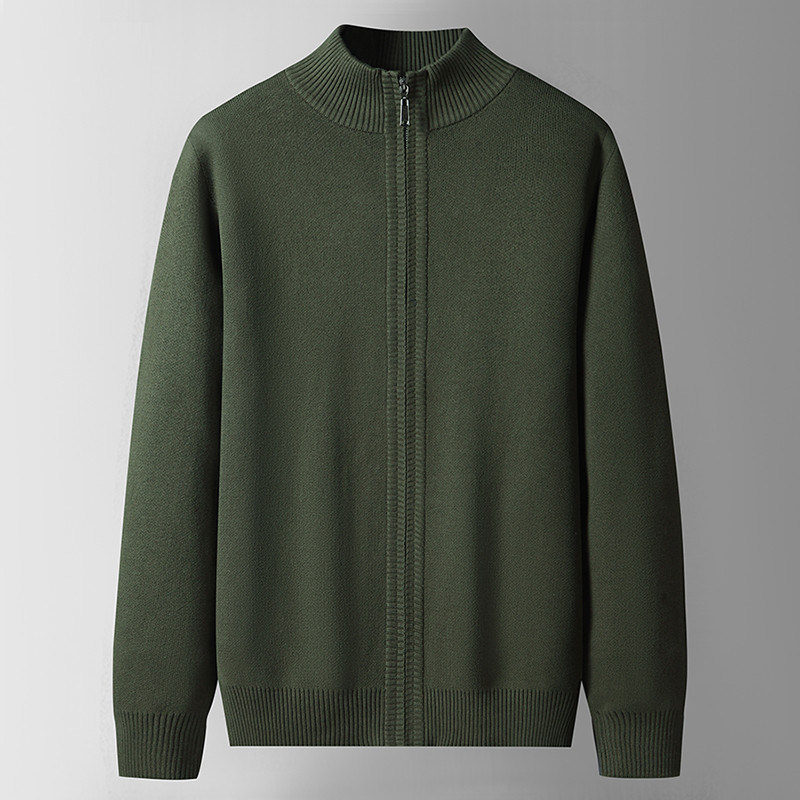 綿 100% 男性のセーター秋春ジッパーカーディガン男性のための生き抜くジャケットニット服セーター黒赤緑グレー