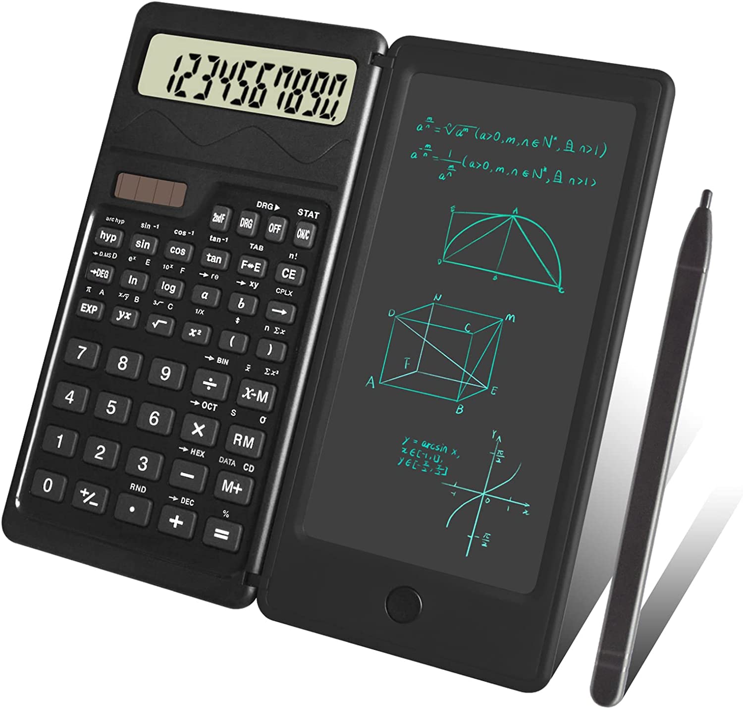 多目的電卓手書きパッド LCD スクリーン付きミニポータブル折りたたみ科学ソーラー電卓学校オフィスツール