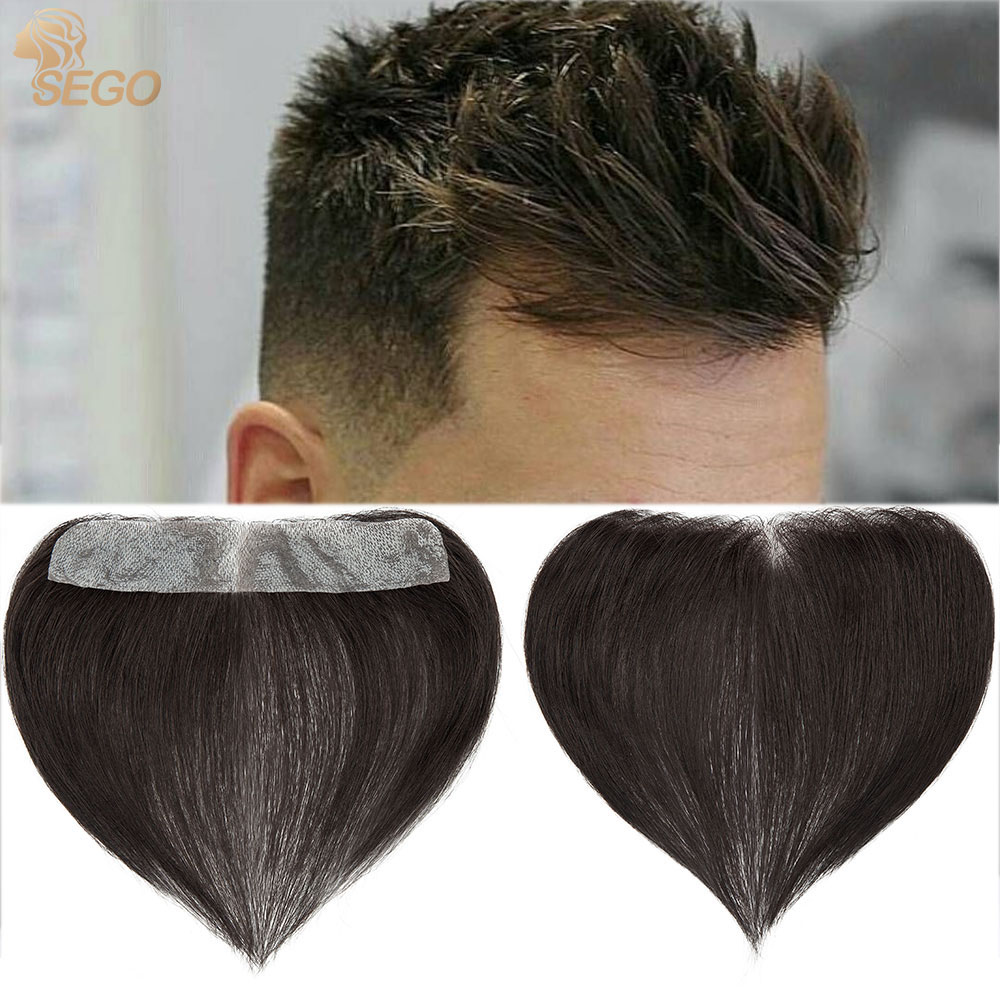 SEGO ヘアライン男性かつらフロントヘアピース男性のかつら 100% 人毛システム自然なヘアピース交換 2.5x17 センチメートル