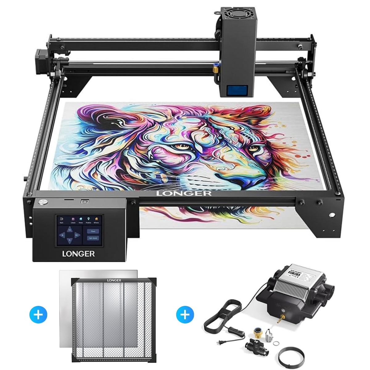 RAY5 20 ワットレーザー切断彫刻機エアポンプアシストキット 500 ミリメートルハニカム作業テーブル DIY デスクトップ CNC 彫刻カッター